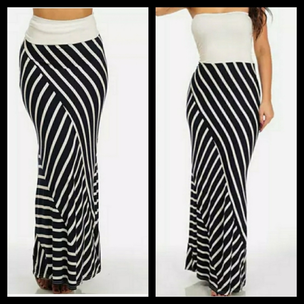 Black & White 2-in-1 Tube Dress, Transitions Seamlessly Into A Maxi Skirt